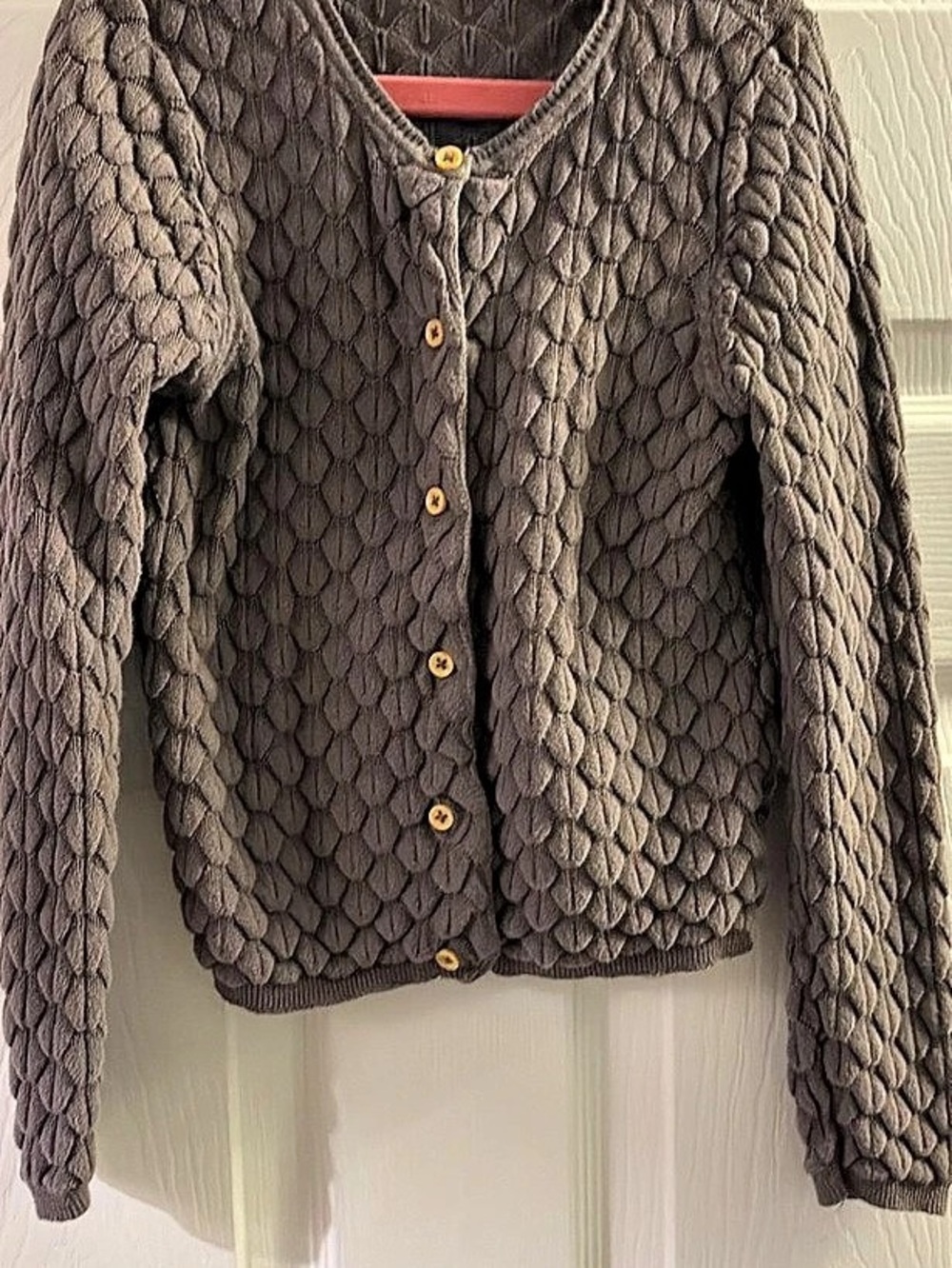 H&M Textured-Knit Cardigan Gray girls size 6-8